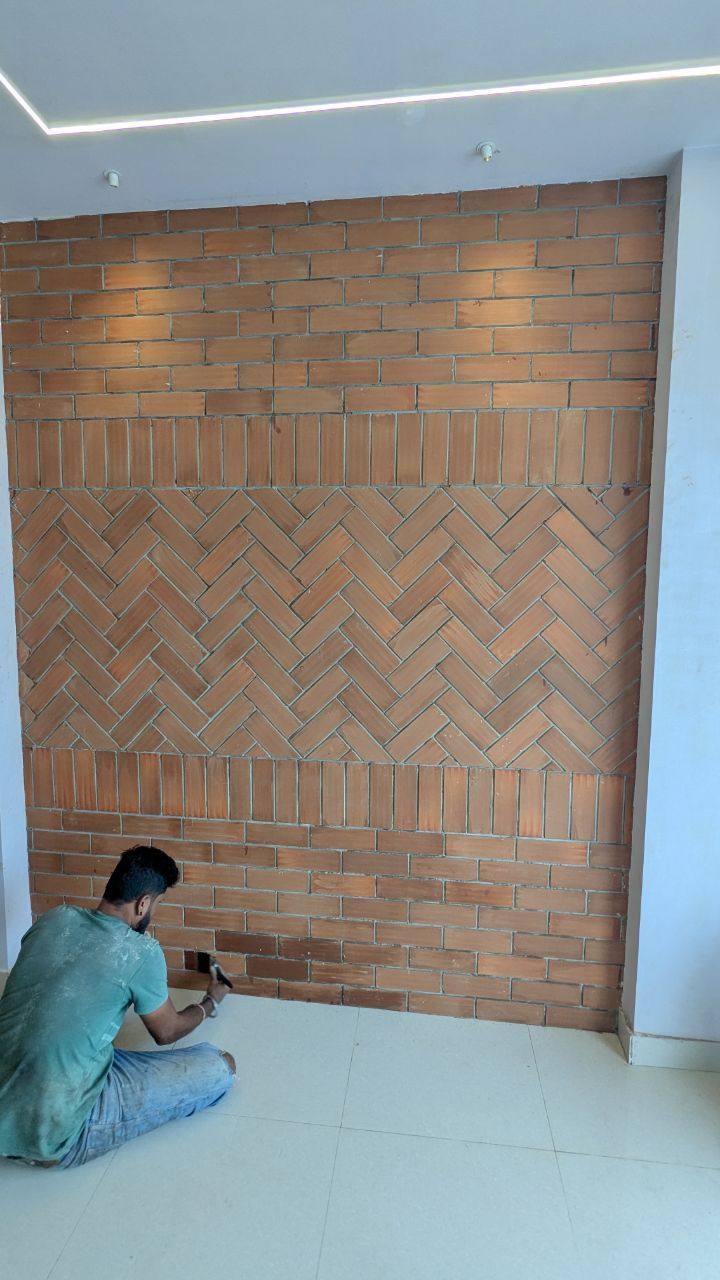 Handcrafted Brick Feature Wall Under Construction