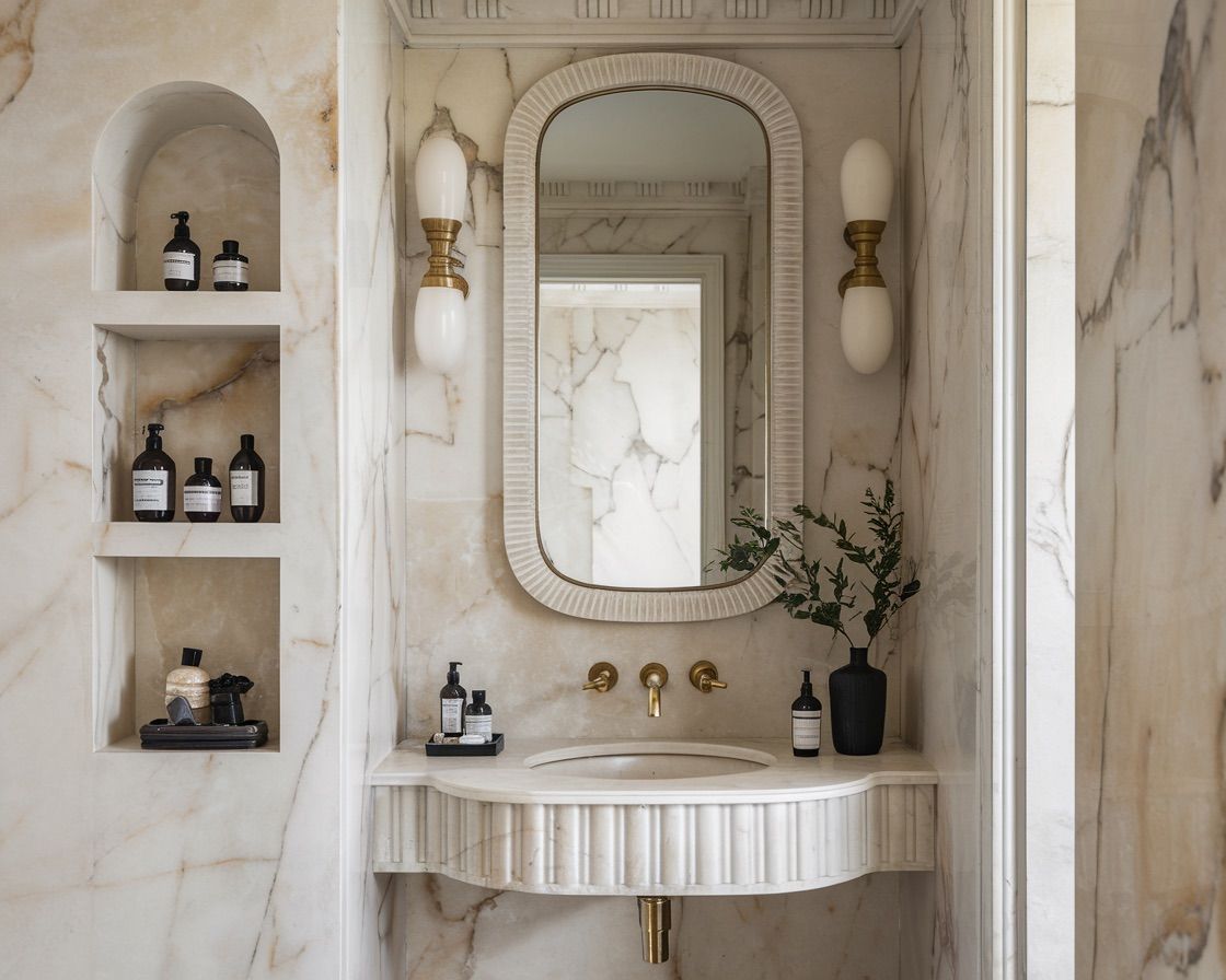 Classic Powder Room with Architectural Details