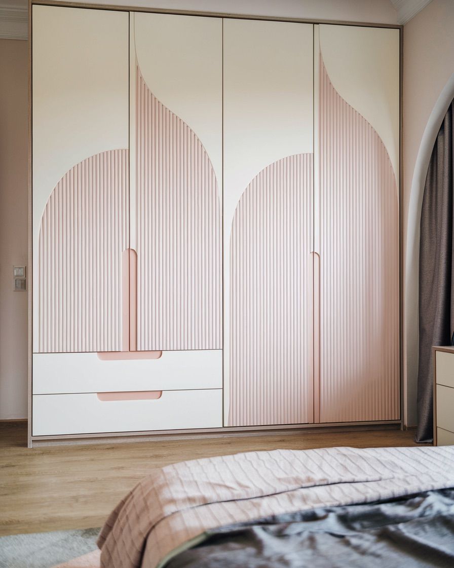 Modern Curves: Blush and White Custom Wardrobe Design