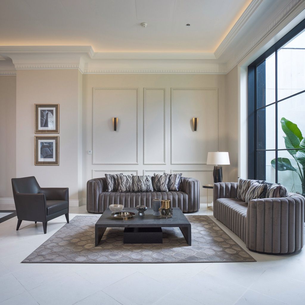 Luxe Grey Living Space with Classic Architectural Details