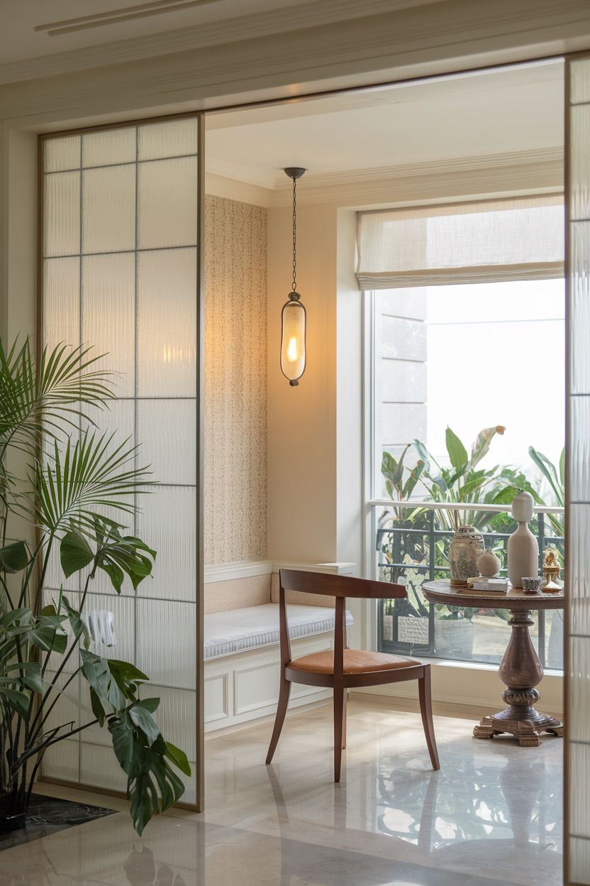 Sunlit Reading Nook with Tropical Plant Collection