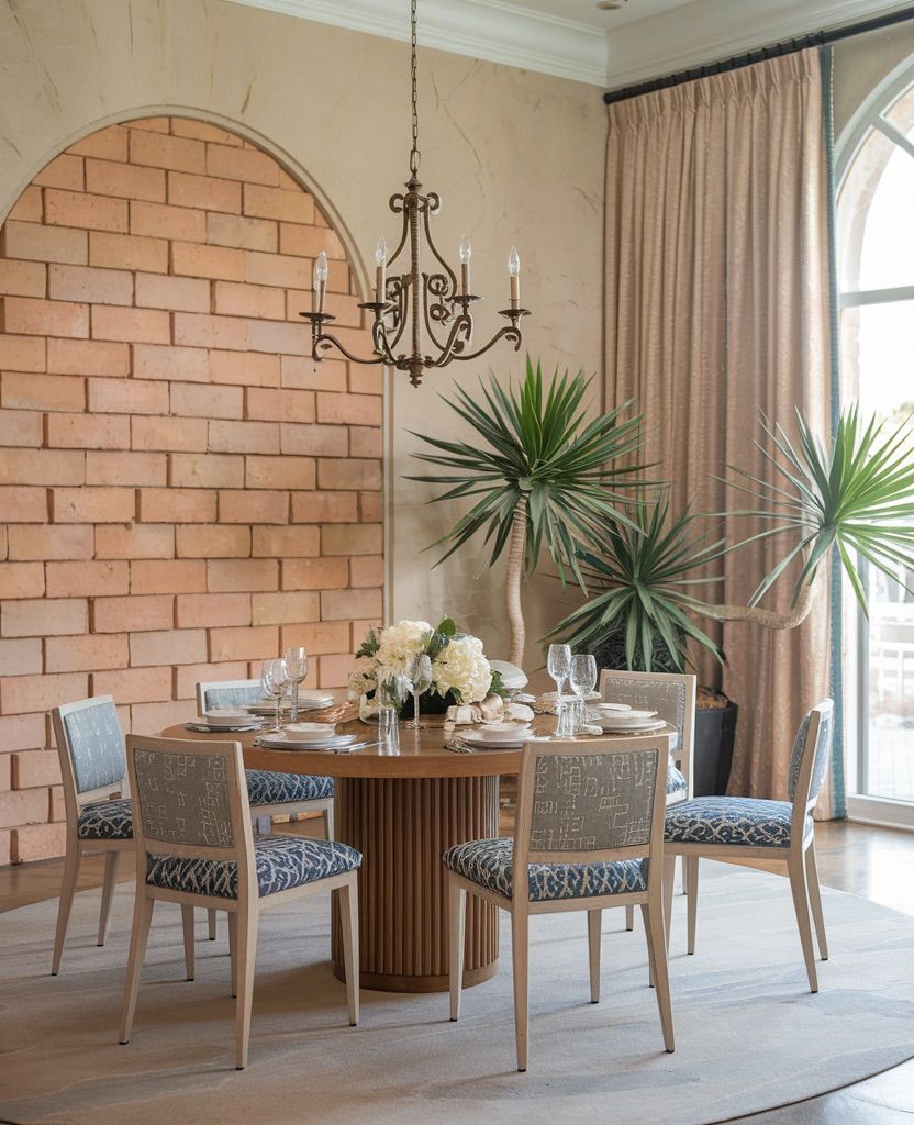 Elegant Dining Space with Exposed Brick