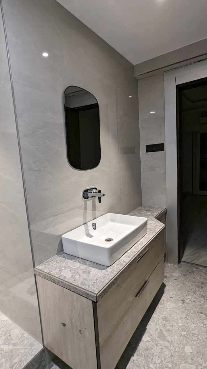 Minimalist Grey Bathroom with Floating Vanity Design